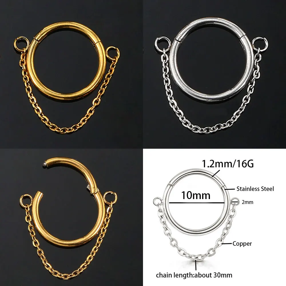 Conch Helix Chain Tassel Piercing Rook Tragus Lobe Flat Heart Flower Crown Ear Cartilage Piercing Biżuteria ze stali nierdzewnej Prezent — zdjęcie 6