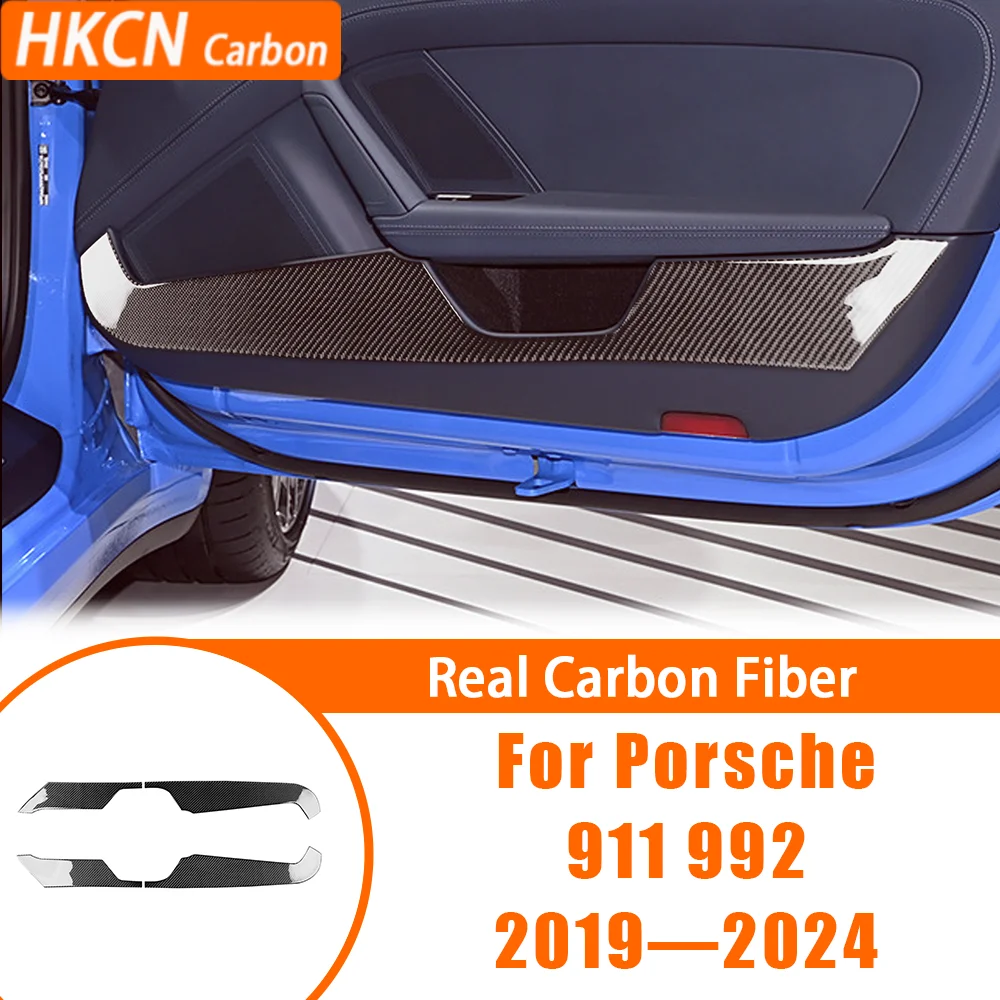 

For Porsche 911 992 2019—2024 Carbon Fiber Door Inner Anti-kick Protector Car Accessories Interior Cover Trim Modified Sticker
