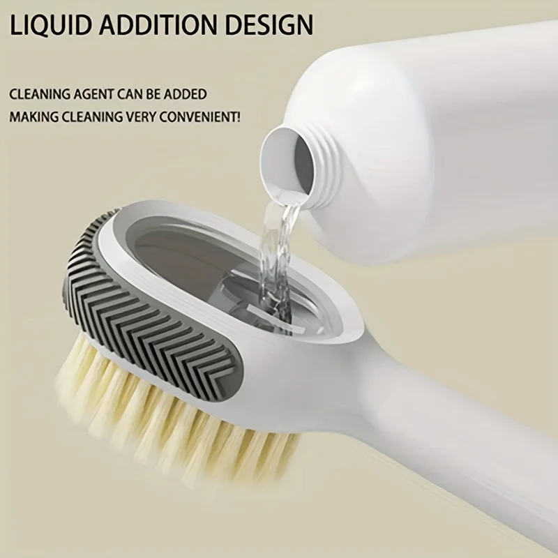 

1pcTwo in one shoe brush, household press out liquid shoe wash brush, press type soft fur clothing cleaning brush