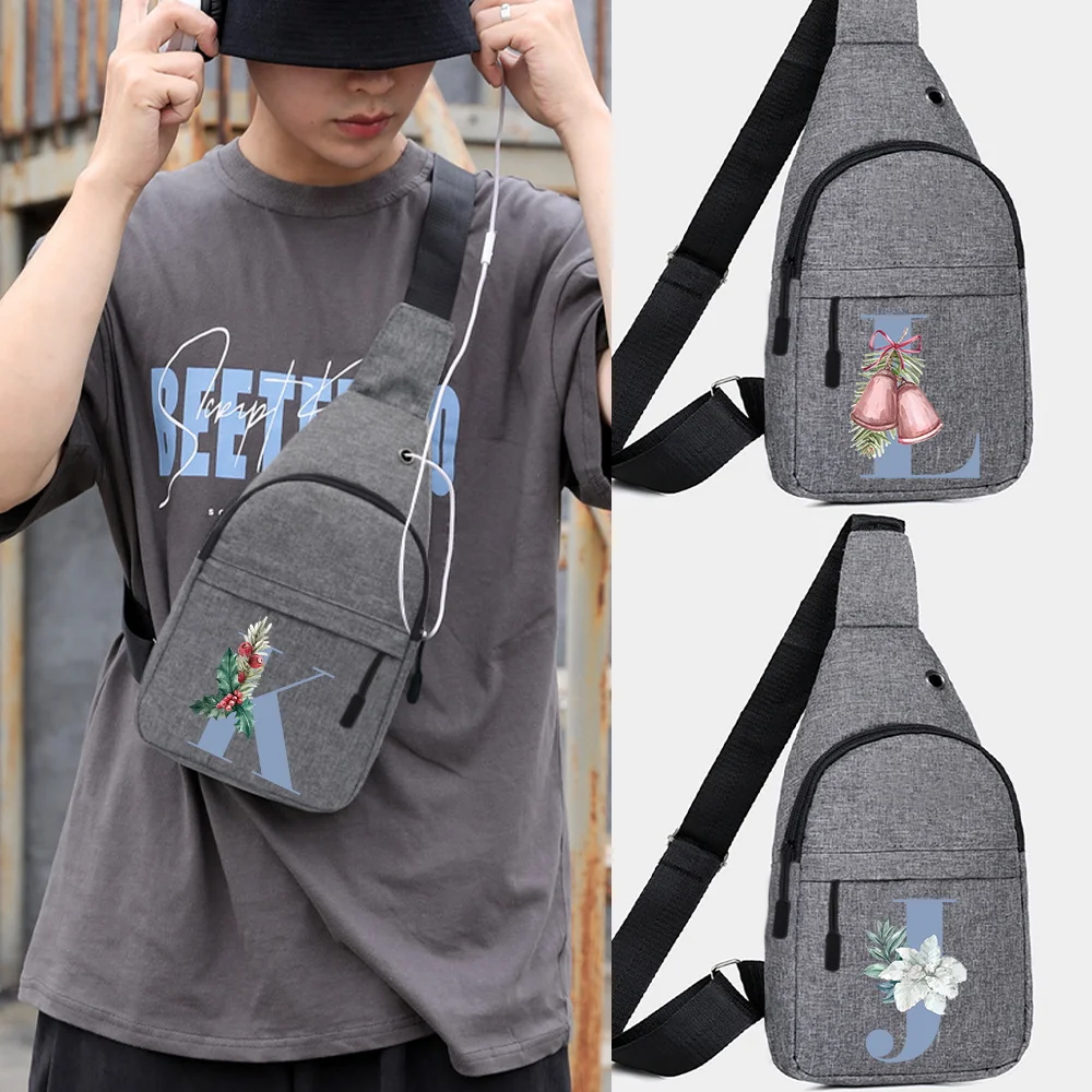 

Crossbody Bags Single Shoulder Chest Bags Blue Letter Pattern Phone Sundries Storage Pack Commuting Adjustable Package Unisex