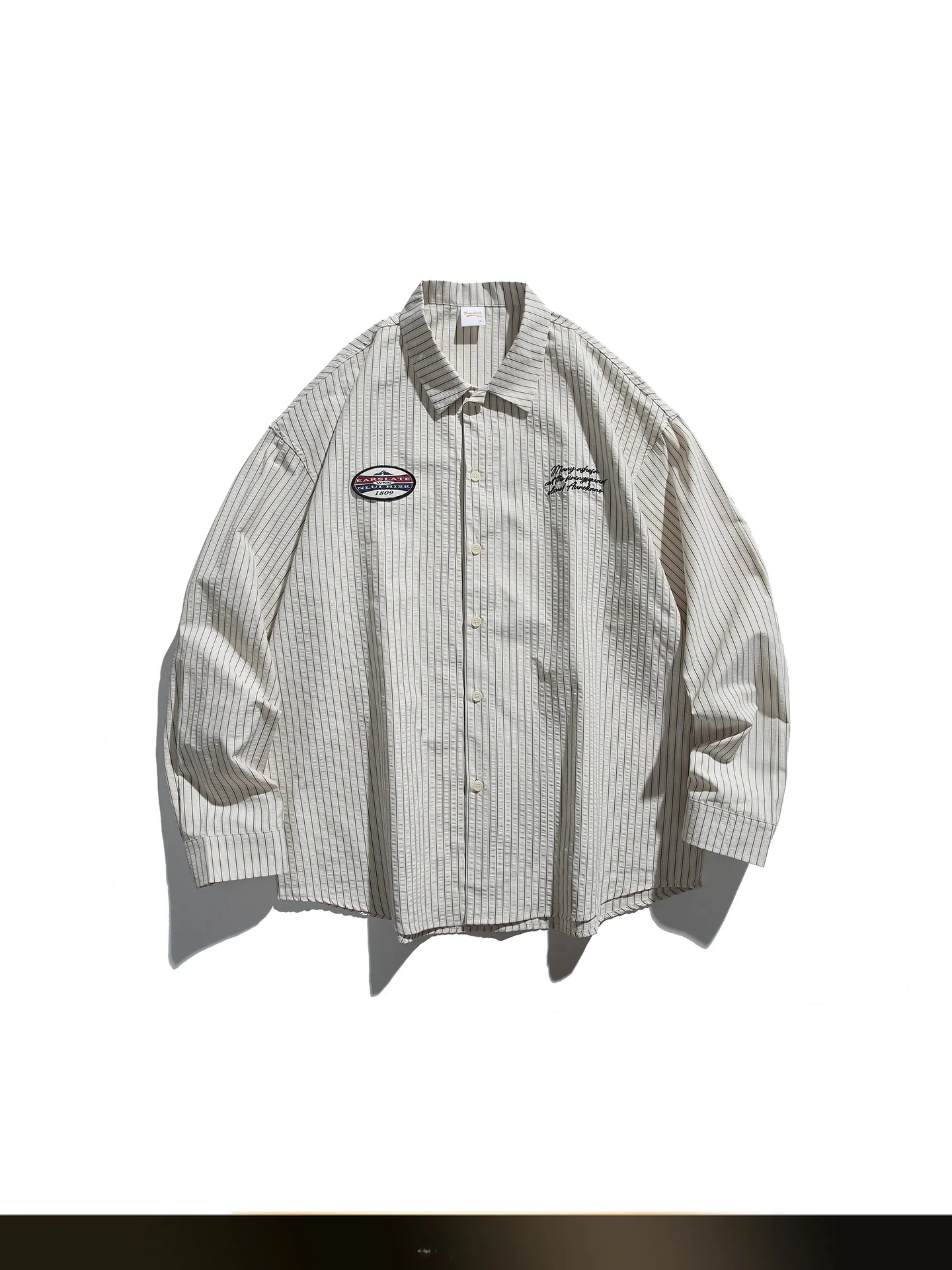 

Ретро-японская полосатая рубашка-пуловер с длинным рукавом, повседневная хлопковая рубашка для осени, верхняя одежда для пар, свободный крой, молодежная мода