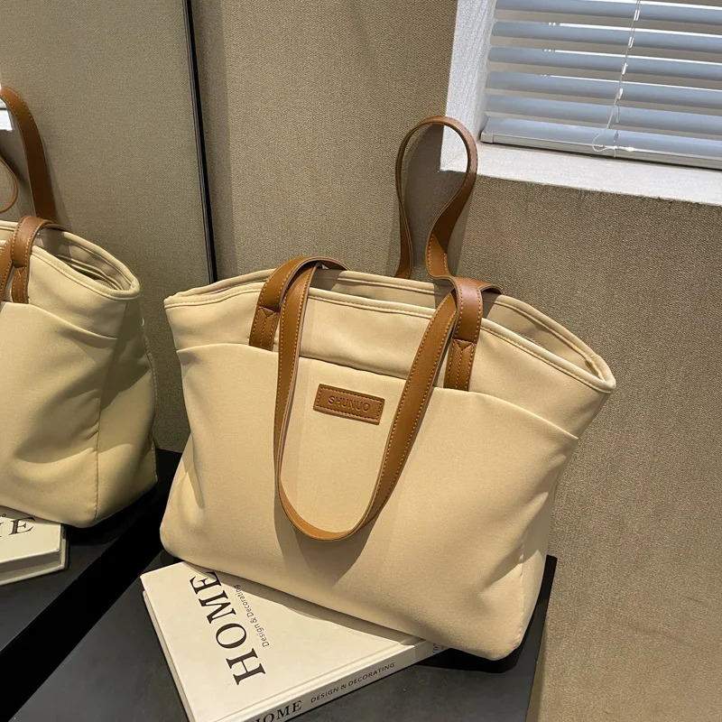 

Женская сумка-рюкзак, большая вместительная сумка через плечо, многослойная сумка с карманами, новая летняя простая повседневная холщовая сумка