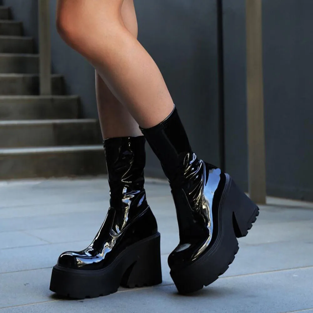 Chunky Platform Woman Ankle Boots 2022 Winter Gothic Style Punk Office Lady Fashion Comfy Cool Women Boots Shoes Big Size 43