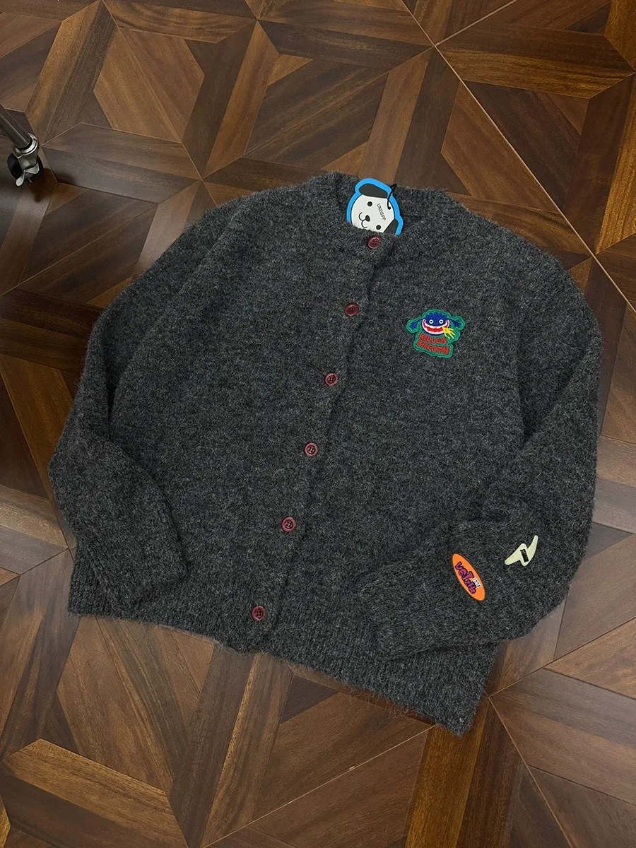 

Creative Cartoon Embroidered Knitted Open Cardigan Sweater Men's Autumn Winter Casual Lazy Sle Couple Outerwear