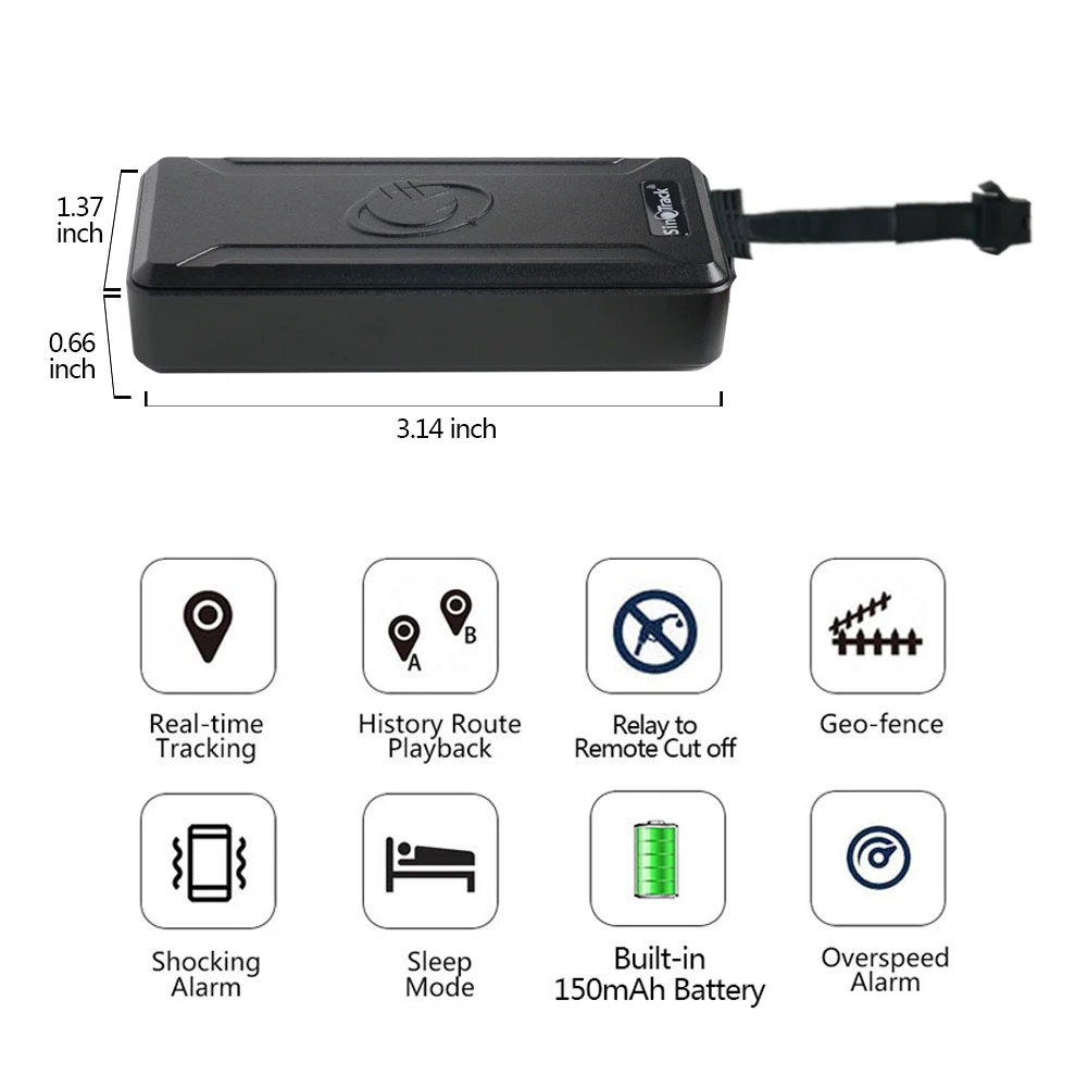 SinoTrack-rastreador GPS para coche, dispositivo de seguimiento en tiempo real, 4G + 2G, ST-901AL, para motocicleta, aplicación gratuita