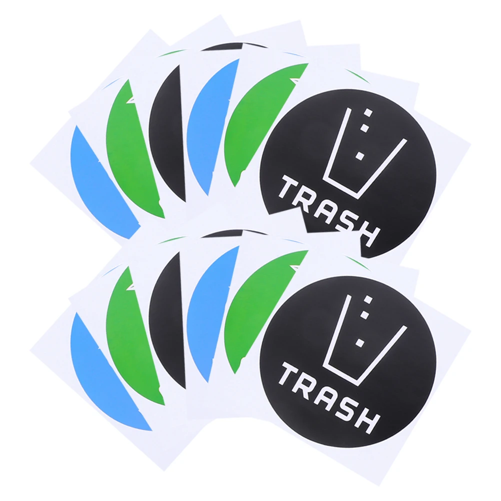 

12Pcs Colorful Recycling Bin Stickers High Adhesive Trash Sorting Labels for Household Outdoor Waste Management Garbage
