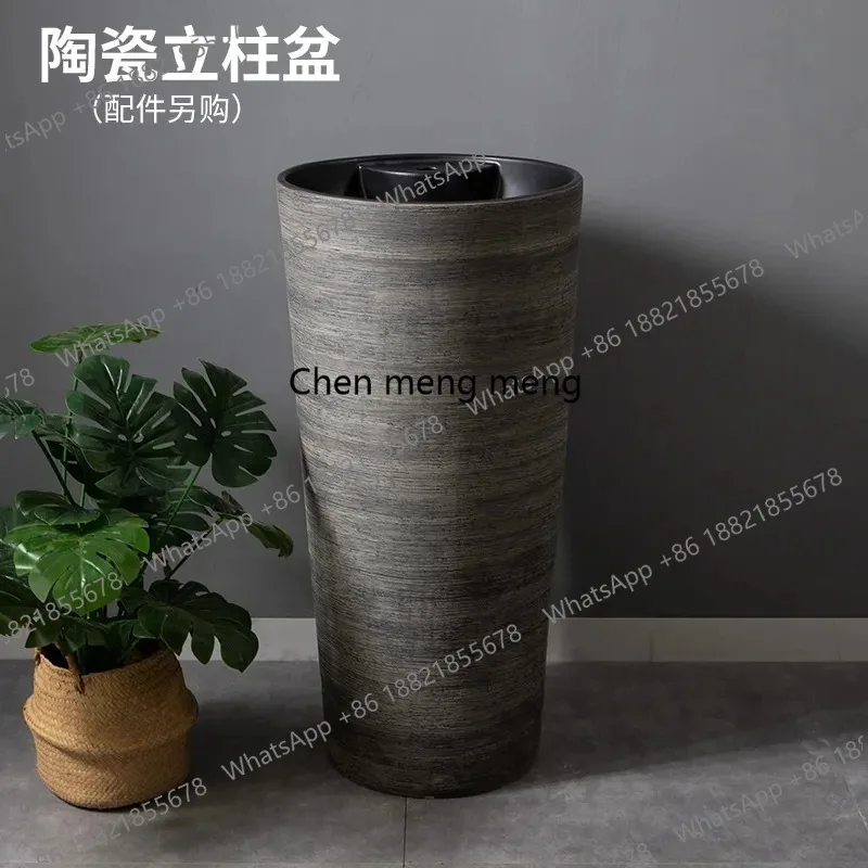 Wash Basin Retro Pedestal Washbasin Pedestal Basin One-Piece Floor-Mounted Bathroom Sink GN465TB