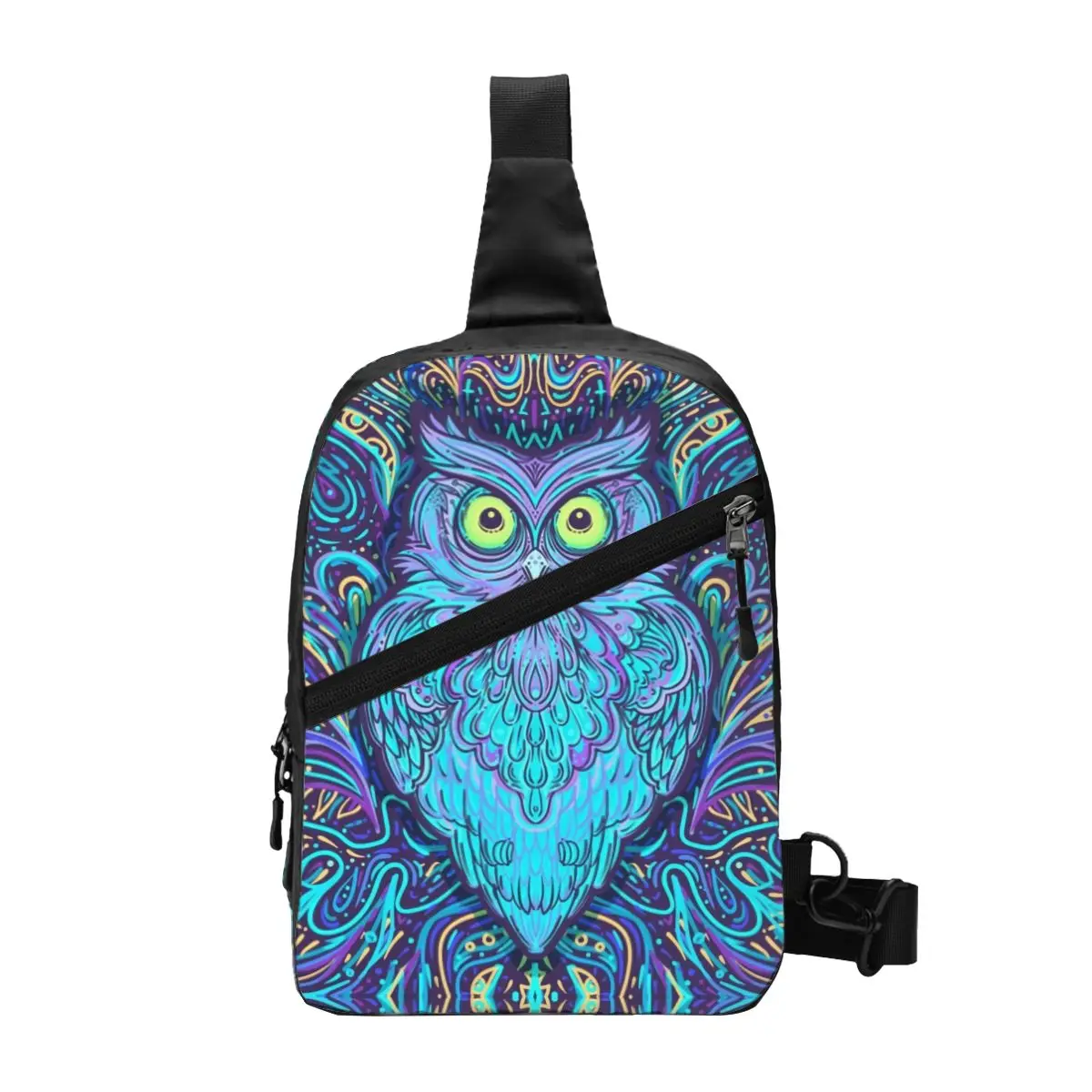 

Custom Owl Mandala Crossbody Sling Backpack Men Animal Shoulder Chest Bag for Cycling Camping Daypack