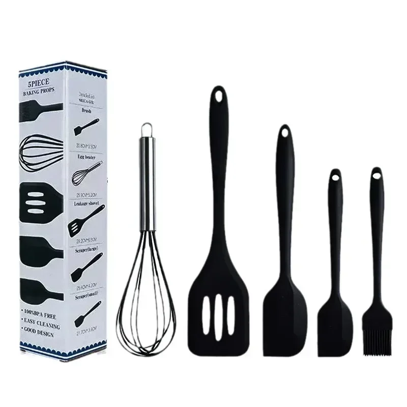 Spot wholesale high temperature resistant silicone baking 5-piece set scraper oil brush egg beater cooking