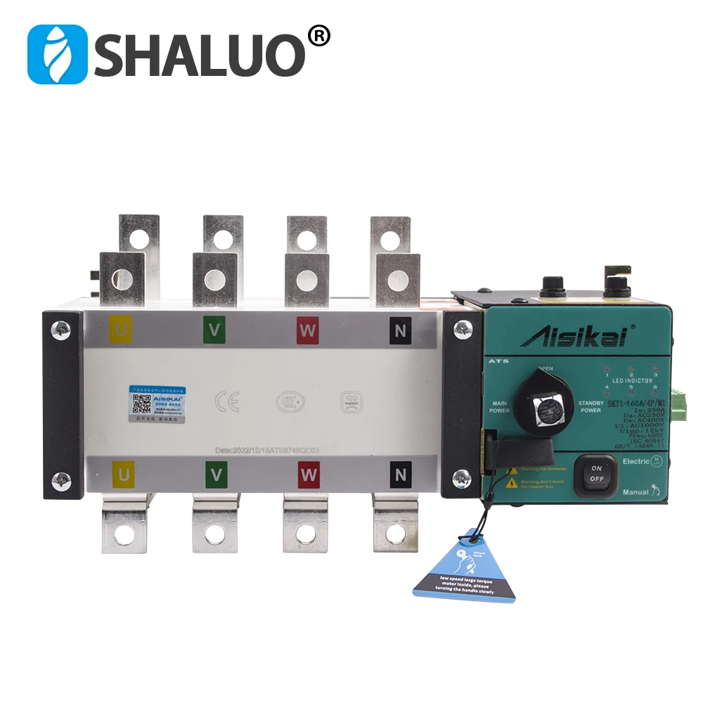 Imagem -03 - Aisikai Ats Gerador Diesel Dupla Potência Interruptor de Transferência Automática Simples e Trifásico Peças do Gerador ac 220v 100a 160a 250a 4p
