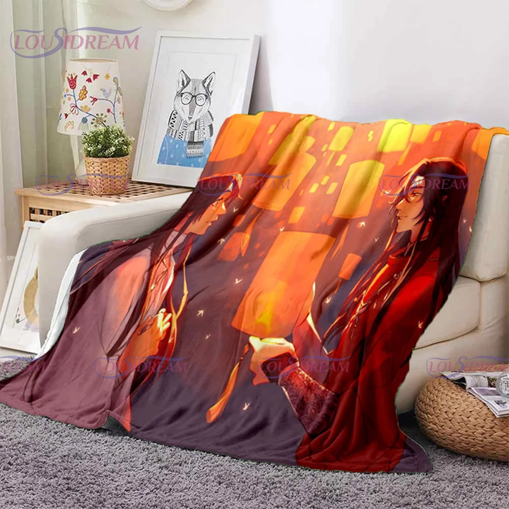 Tian Guan Ci Fu Anime Printed Blankets Heaven Official\'s Blessing BL Popular Warm Throw Blankets for Bedding Lounge Fans Gift