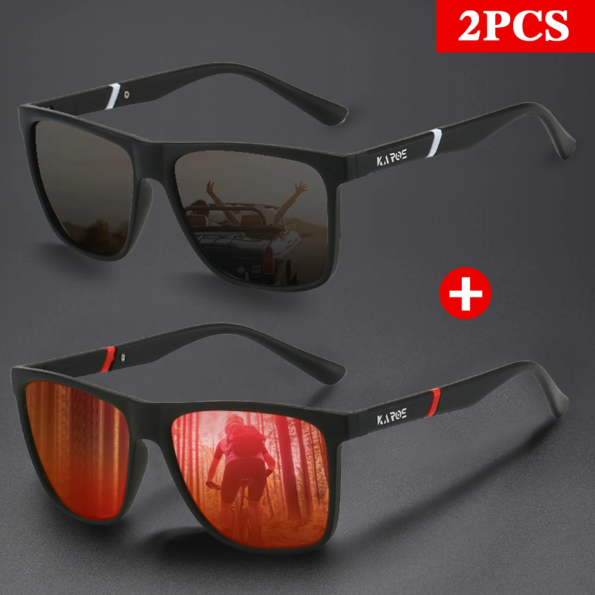2 Teile/satz Karos Mode Vintage Polarisierte Sonnenbrille Männer Frauen Fahren Angeln Luxus Marke Designer Sonnenbrille UV400 Brillen