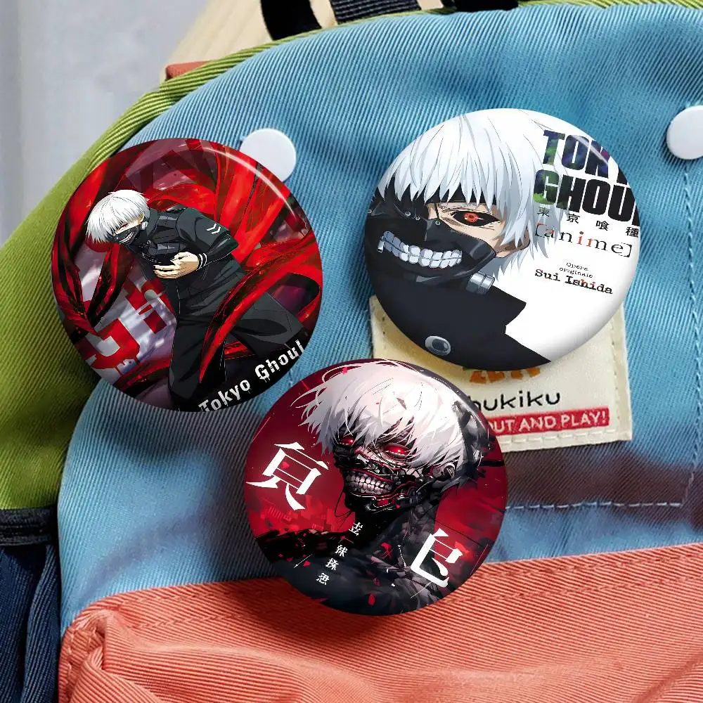 Pin de botón de Anime Tokyo Ghoul, broche hecho a mano para ropa, insignia de dibujos animados, decoración para mochila, accesorios de joyería