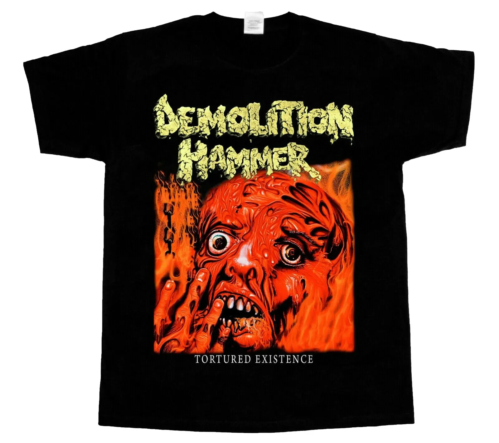 DEMOLITION HAMMER TORTURED EXISTENCE '90 NEW SHORT LONG SLEEVE BLACK T-SHIRT-