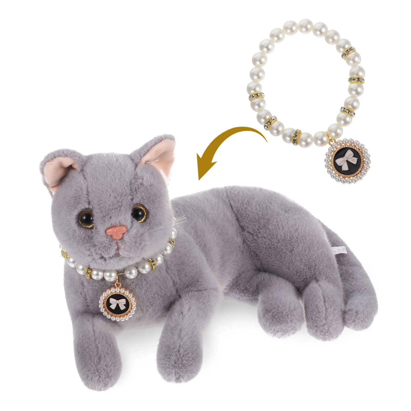 Haustier-Perlen-Halsketten-Halsband, zart, stilvoll, für Hunde und Katzen, Schmuck, ABS-Material, langlebig, bequeme Passform, elegantes Design, mittelgroße Hunde