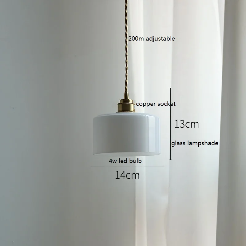 IWHD Milky White Glass LED Pendant Light Fixtures Copper Home Indoor Decor Bedroom Dinning Living Room Nordic Hanging Lamp