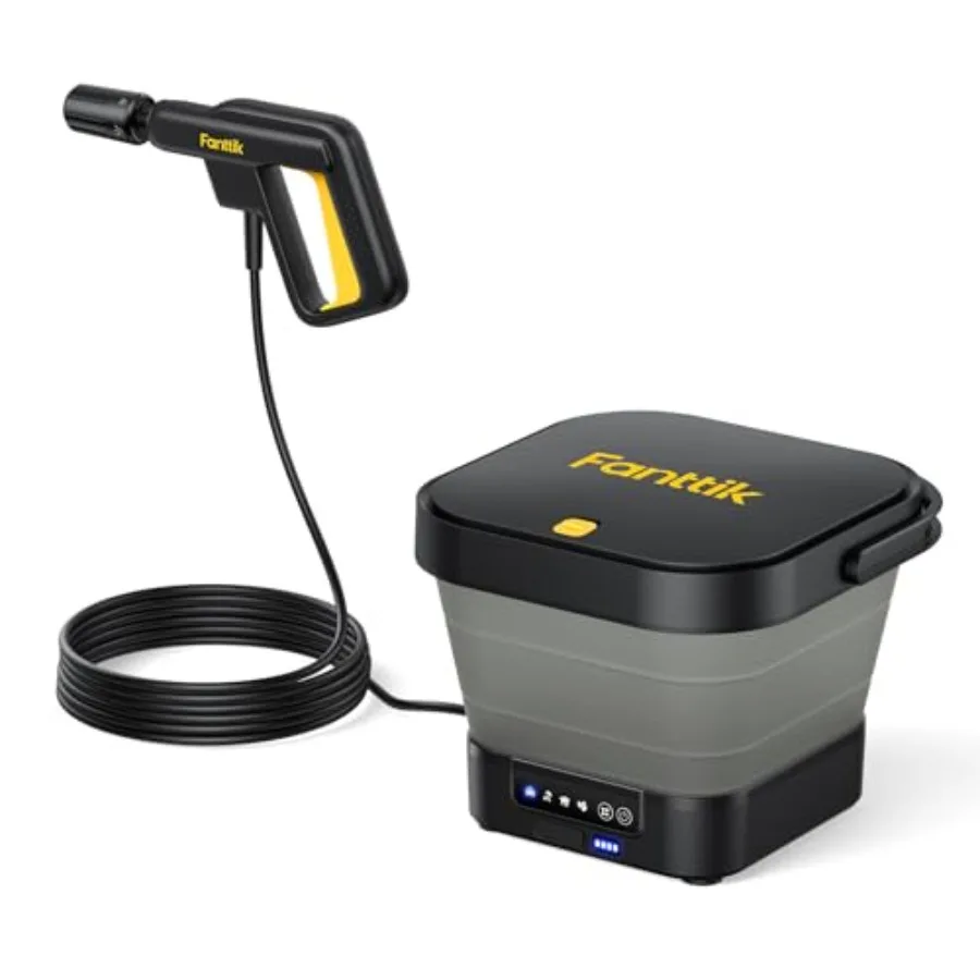 

Портативная беспроводная электрическая мойка высокого давления с баком 3,2 галлона, насадкой 5-в-1, давлением 220 фунтов на кв. дюйм, шлангом 10 футов, аккумулятором 4000 мАч, зарядкой Type-C для кемпинга