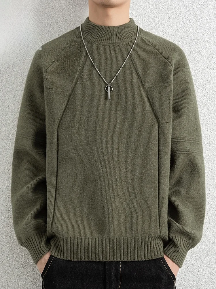 

Мужской теплый вязаный свитер с круглым вырезом, утолщенный, для повседневной носки, зимний, модный, комфортный крой