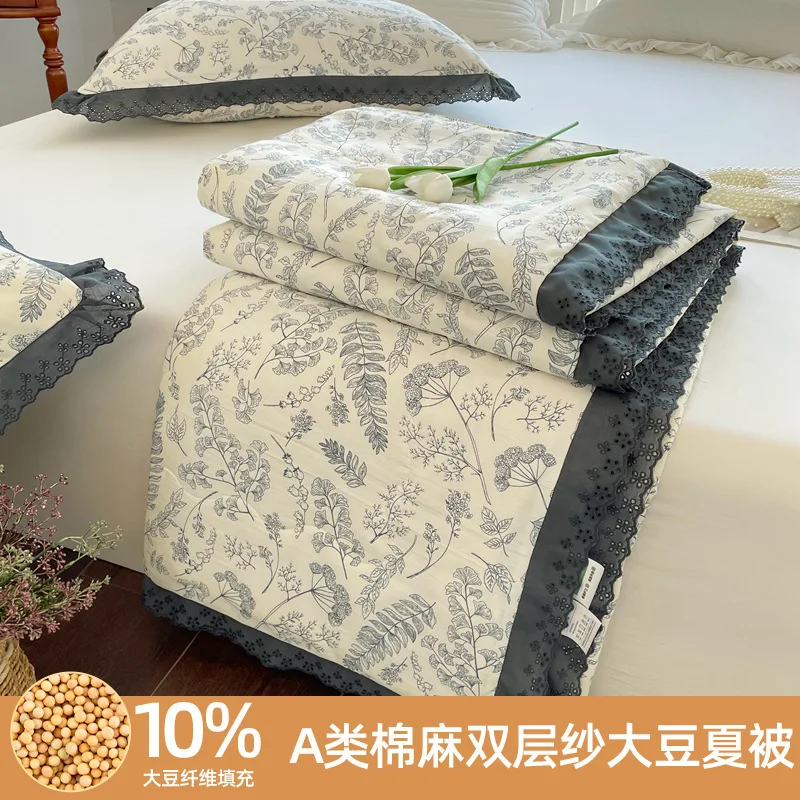 럭셔리 프렌치 스타일 더블 침대 이불 세트, 실키 용수철 이불, 리오셀 침구 세트, 방 장식, 여름 이불, 냉각 담요, 4 개  Best5