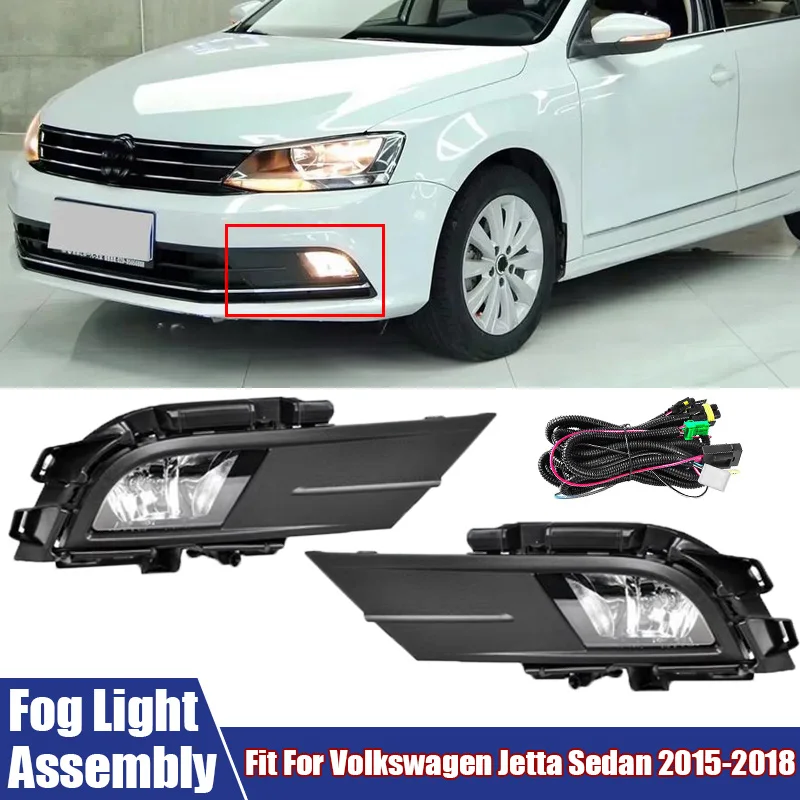 

High Quality Car Fog Light Assembly Front Fog Light Lamp Kit Fit For Volkswagen Jetta Sedan 2015 2016 2017 2018 Car Accessories