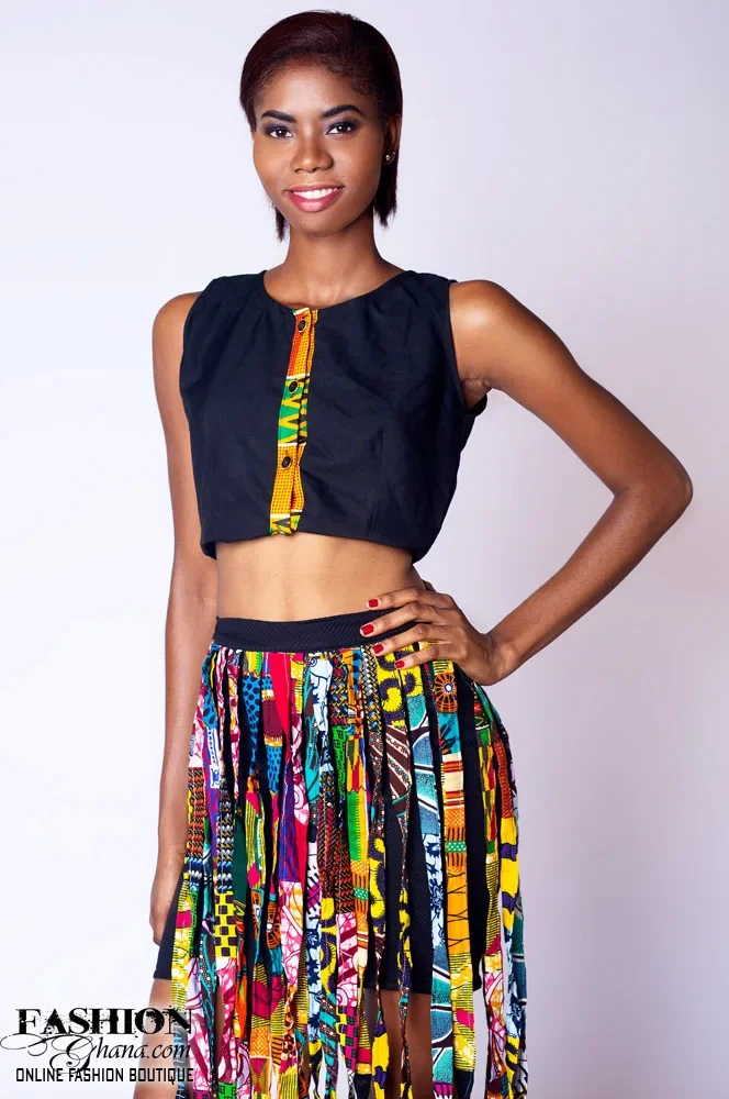 2023 African New Handmade Jewelry Cotton Strips Skirt Long Rope African Ankara Skirt Jewelry Accessories Wyb722