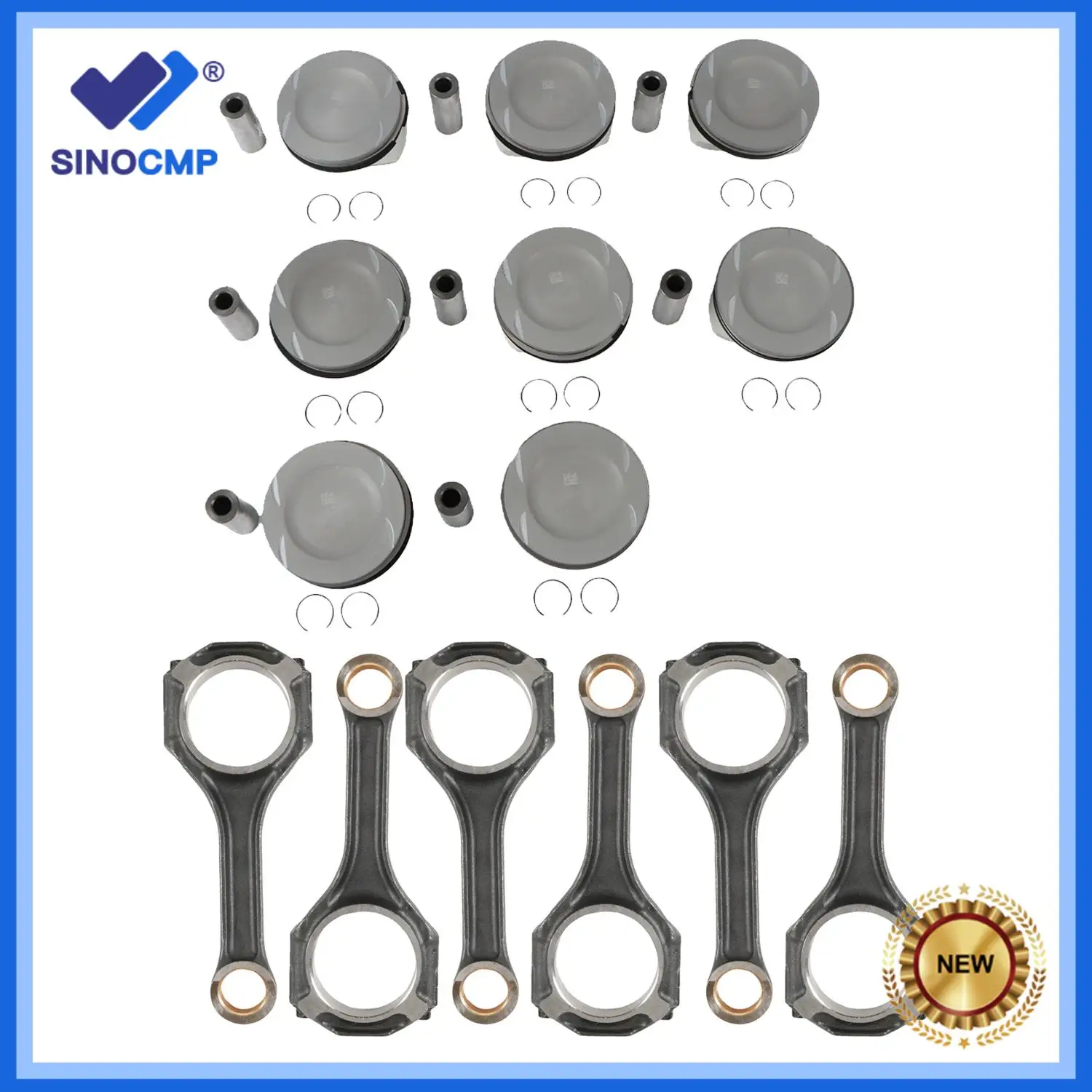 

8 шт. кольца поршня двигателя + 8 шт. шатун для Mercedes-Benz C218 X218 W212 S212 W166 M157 5.5L 2780301317 1570300517