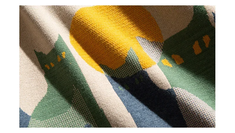 2023 Herbst-Strickpullover für Herren und Damen, Winter, Harajuku, Cartoon-Motiv, vollständiger Katzen-Print, Vintage, lässiger, lockerer Pullover, Streetwear – Detail 2
