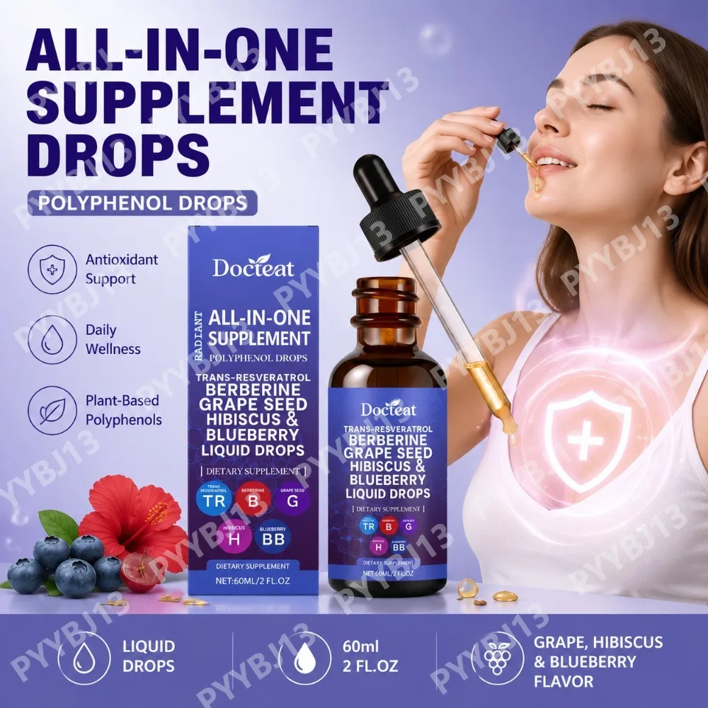 Docteat Polyphenol Liquid Drops with Resveratrol Berberine Plant Extract Blend Dietary Supplement 60ml Daily Wellness Support