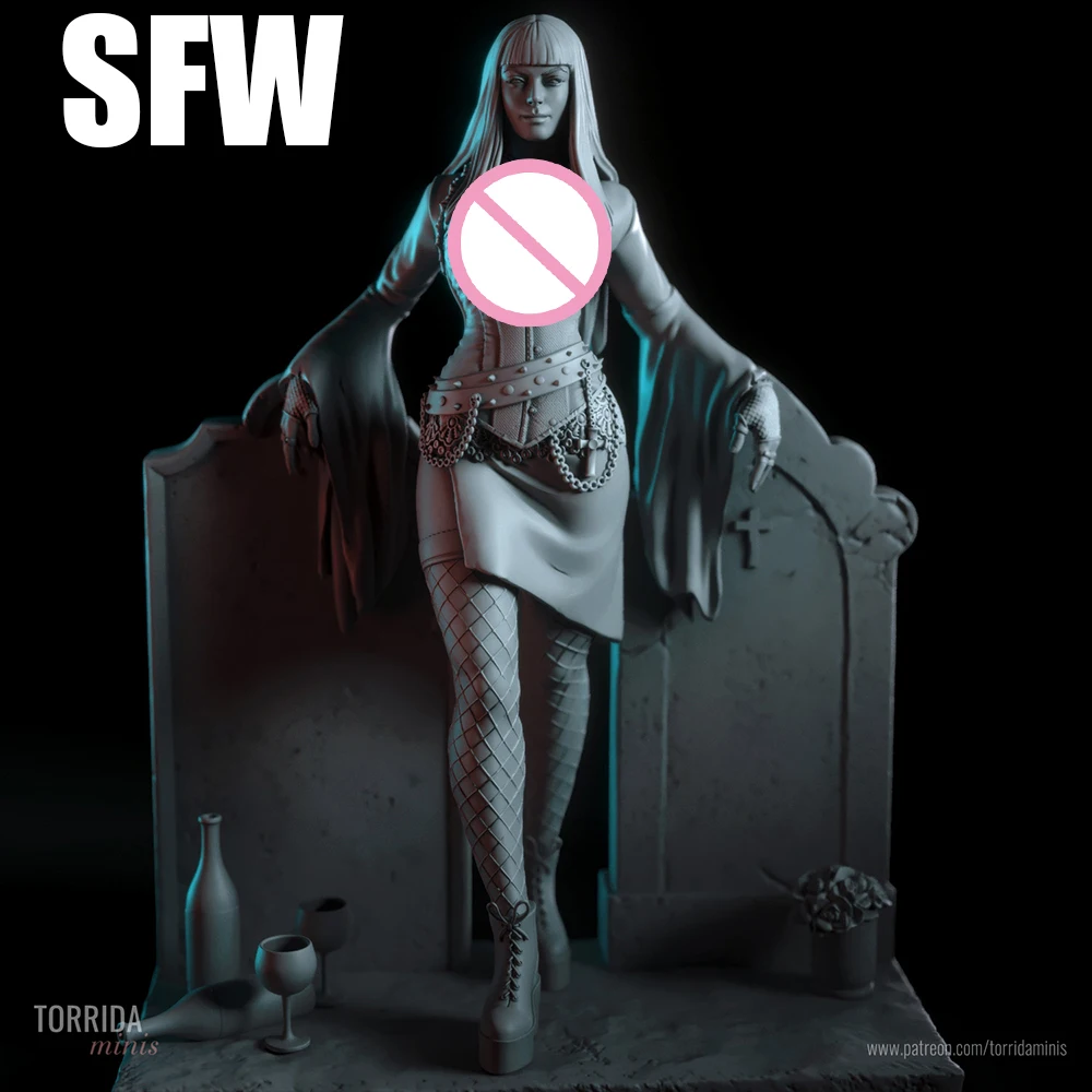 1/24 ثلاثية الأبعاد الطباعة أطقم منمذجة القوطي امرأة الغراب الراتنج نموذج لجسم عدة لتقوم بها بنفسك مصغرة تخفيض تمثال غير مصبوغ عدة اللعب