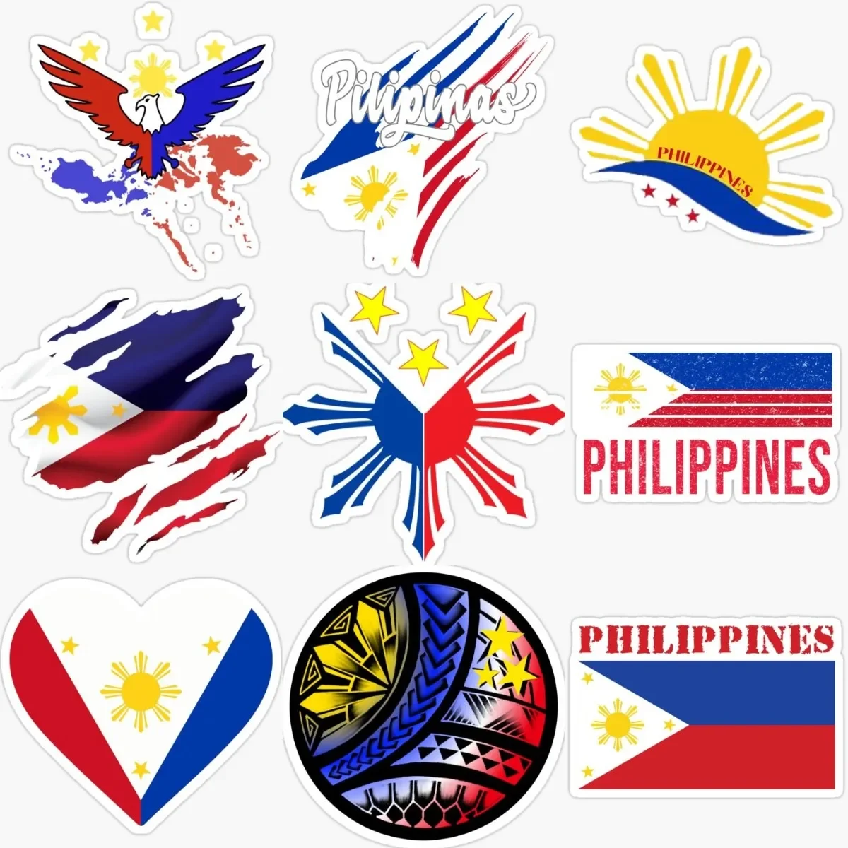 

Philippines RP Flag Map Sun Emblem Stickers Motorcycle Laptop Window Bicycle Car Truck Wall Helmet Room Table Decal Accessories