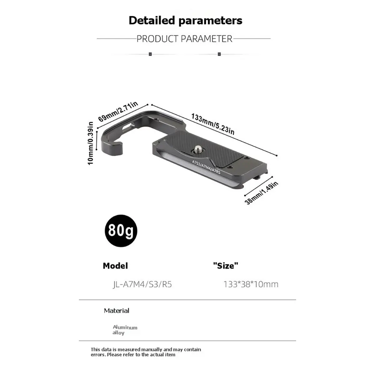 TCE A7V Baseplate Quick Release Hand Grip for A7M5 A7M4 A7RM5 A7S3 Camera for Tripod Head Stabilize