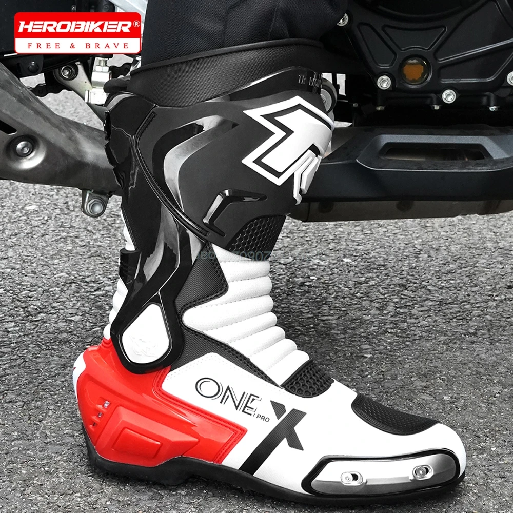 

Ботинки для езды по бездорожью, мотоботы для мужчин и женщин, профессиональные мотоциклетные ботинки, водонепроницаемые мотоботы, нескользящие, на 4 сезона