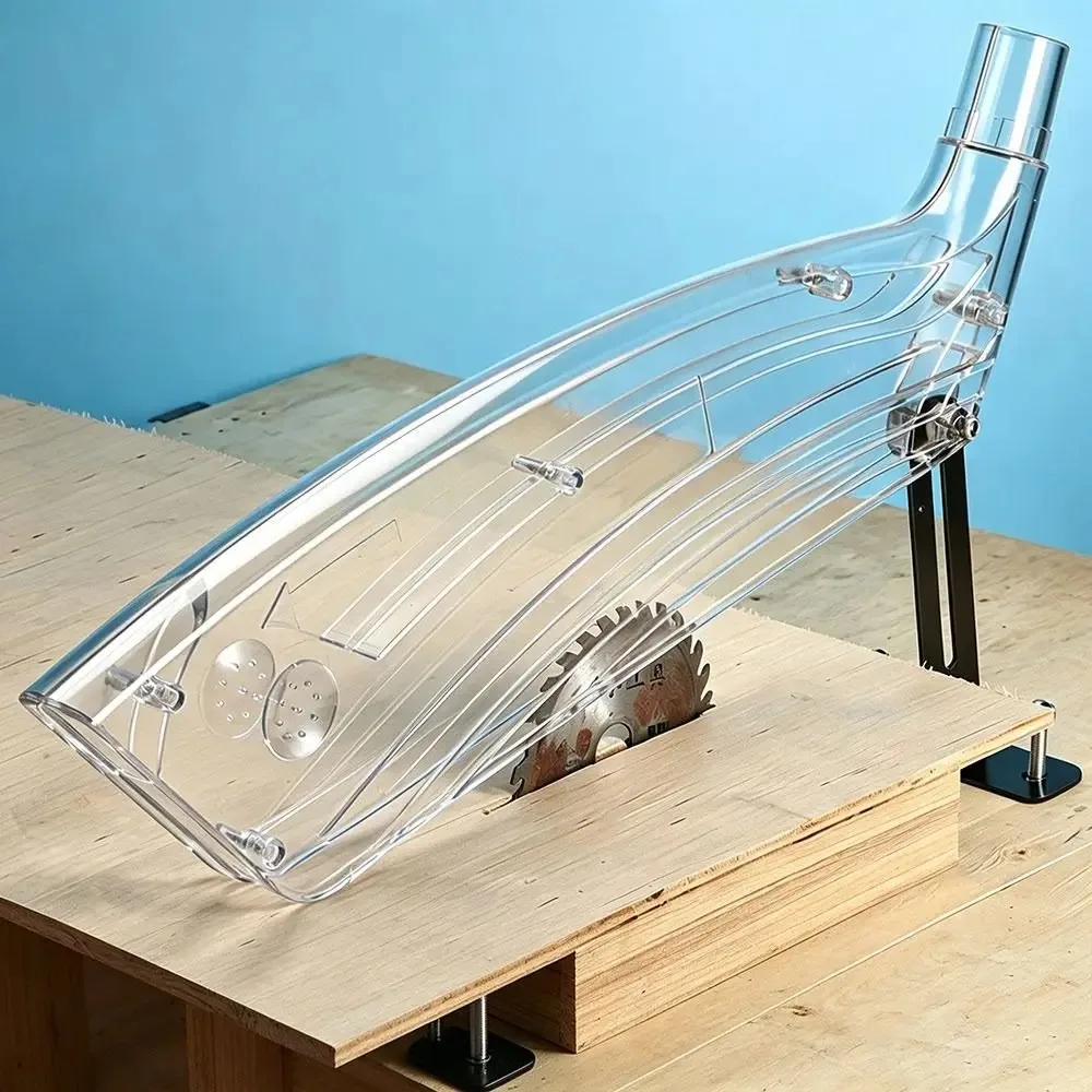 Table Saw Blade Guard Transparent Dust Collection Cover Adjustable T Bracket for Woodworking Wood Cutting Circular Saw