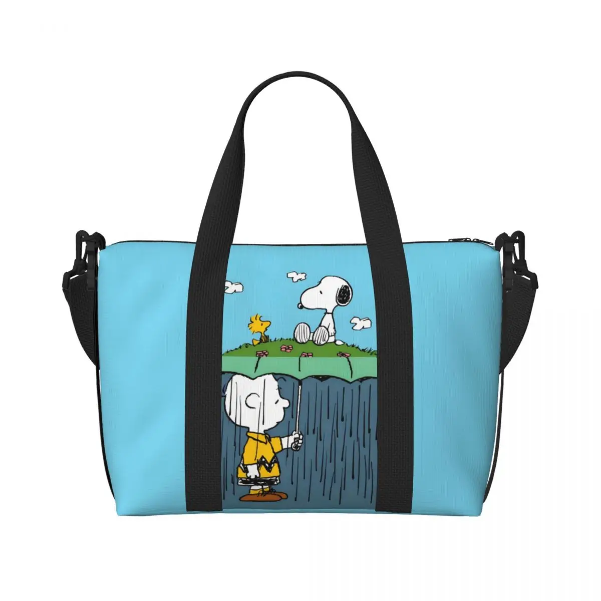 

Custom S-Snoopys Beach Tote Bag for Women Extra Large Gym Carry On Cartoon Anime Travel Shopping Bags