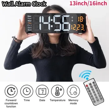 13/16 inch wall mounted digital large screen LED clock with temperature date and auto dimming function and remote control