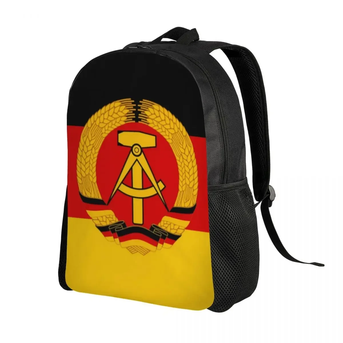 Flag Of East Germany Travel Backpack School Laptop Bookbag Deutschland Berlin German Patriotic Coat of Arms College Daypack Bag