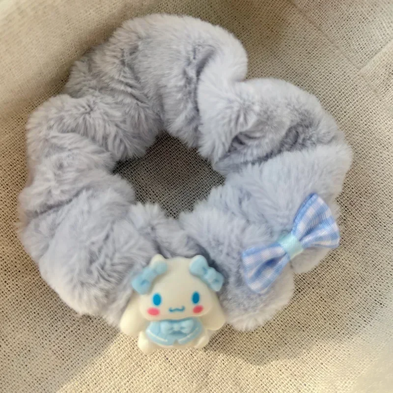 5pcs Sanrio Cinnamoroll Plush Hair Band Cute Cartoon Hair Bands Elastic Headband Hair Accessories Ponytail Holder Holiday Gifts