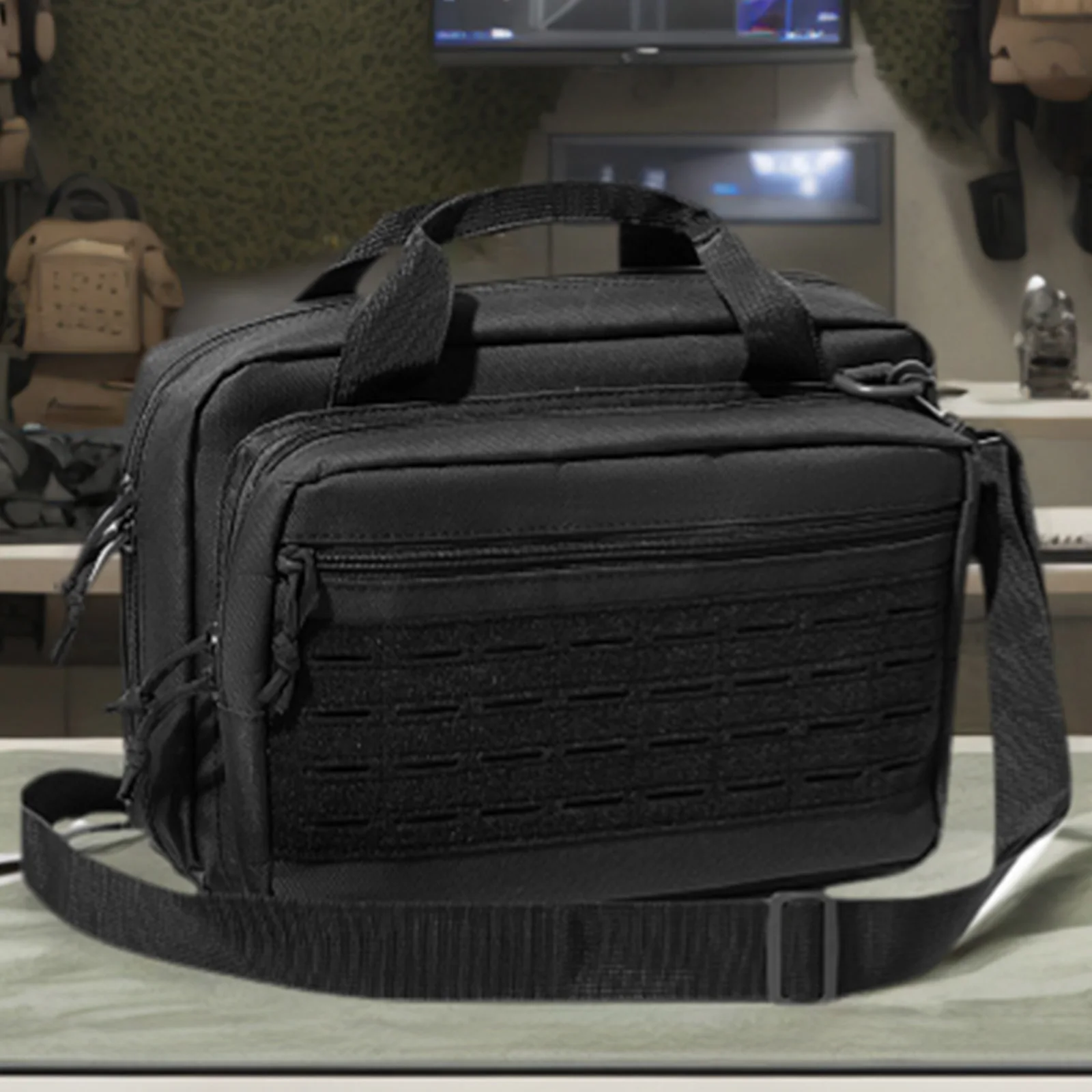 600D Oxford Cloth  Handbag Multiple Pockets for Outdoor Hunting (Black)