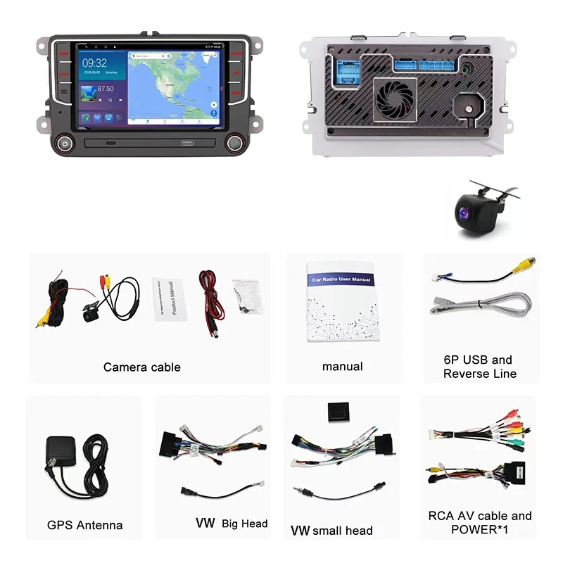 راديو ستيريو للسيارة 7 بوصة 6 + 128 جيجابايت لسيارة VW Golf MK5 MK6 اللاسلكية Apple Carplay Android 15 نظام ذكي تلقائي WIFI BT وحدة رأس GPS