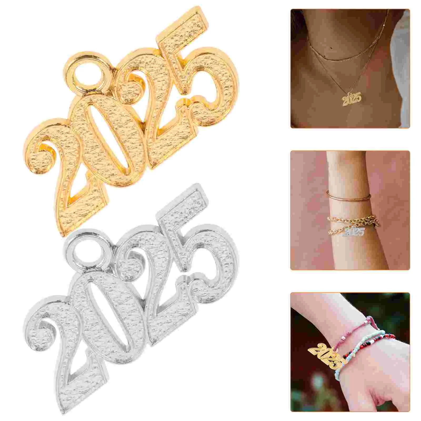 

12 Pcs 2025 Pendant Chain Charms for DIY Necklace Number Jewelry Zinc Alloy Pendants Crafts Making New Year Miss Bracelet