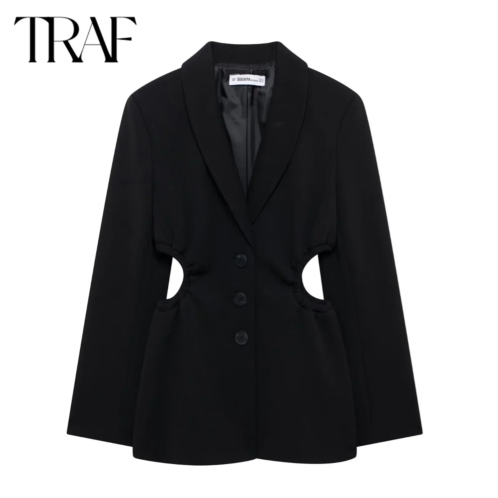 TRAF Blazers for Women Fashion Autumn Winter Open Design Casual Suit Jacket Single Breasted Chic Female Flip Pocket Suit Coat