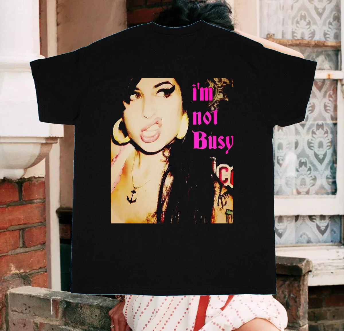 Camiseta de manga corta de Amy Winehouse, no soy ocupado, negra, todas las tallas, nueva, AG1095