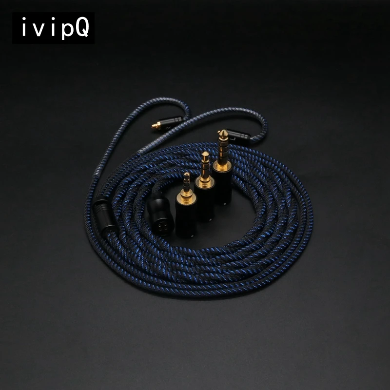 

ivipQ-310 IEM Cable Nylon Coaxial Single Crystal Copper Silver Plated Earphone Upgrade Cable With Modular Plugs 3-in-1