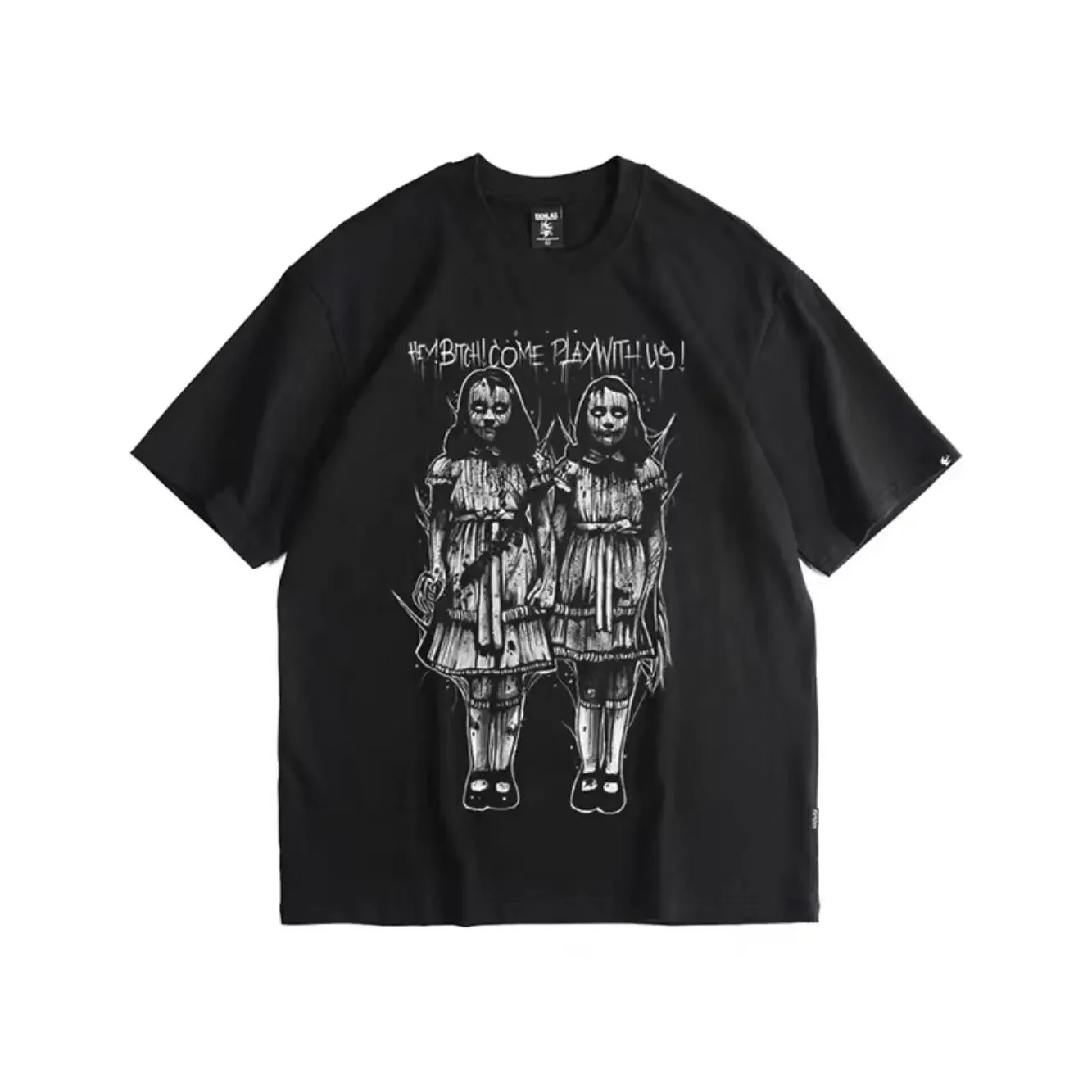 EKHLAS Tattoo Artist ARCS Jointly Branded Dark Shining Twin Sisters Mutated Rock T-shirt for Men and Women