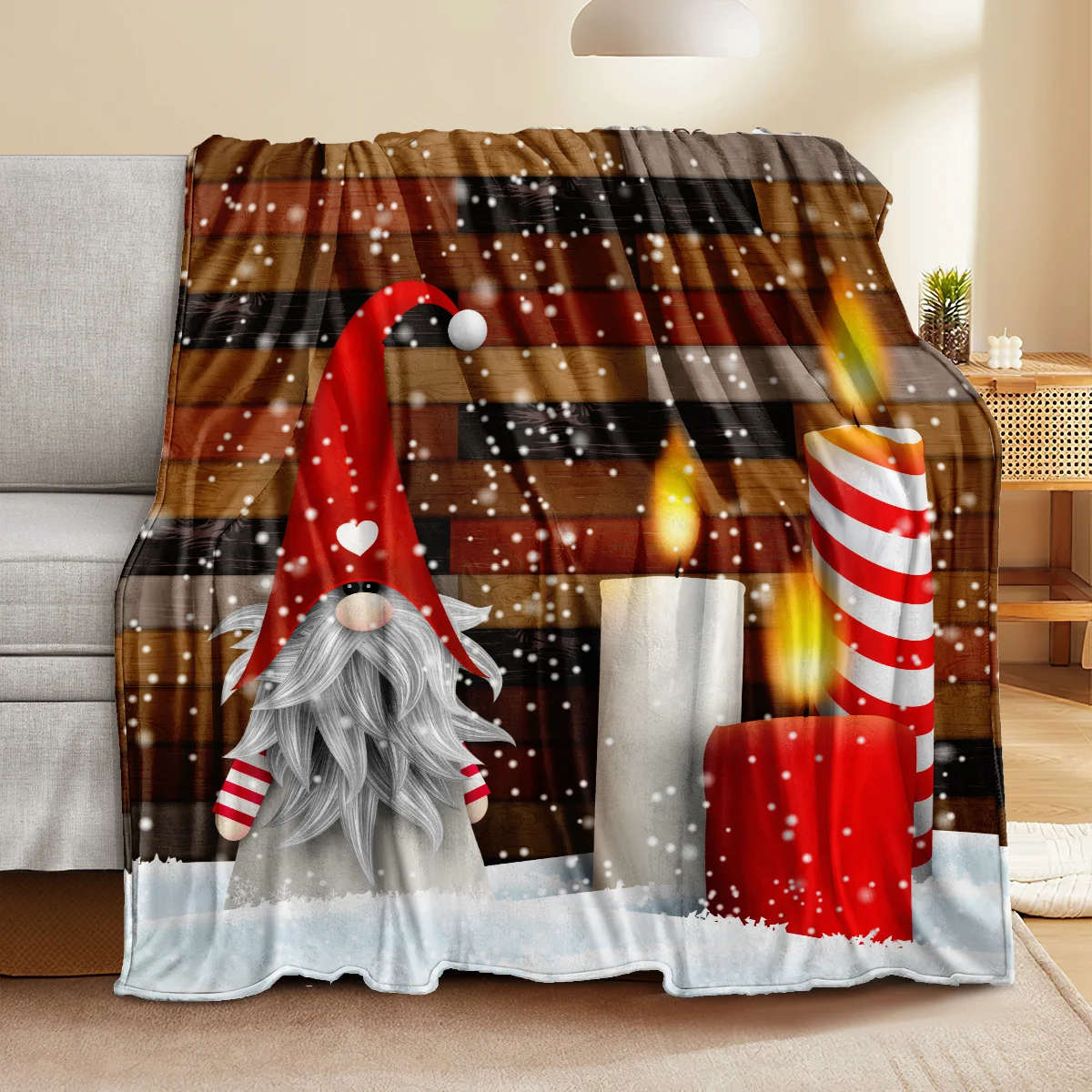 Santa & Snowman Pattern Blanket Soft, cozy, warm facecloth blanket Perfect for sofa beds offices and travel Four Seasons Comfort