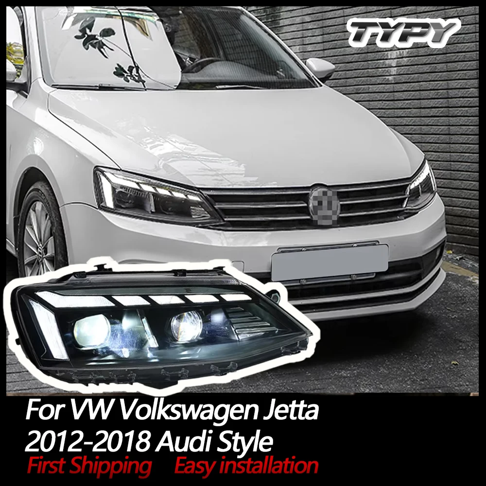 

Автомобильные фары со светодиодным проектором для VW Volkswagen Jetta 2012-2018 Audi Style, фары в сборе, Sequntial, указатель поворота