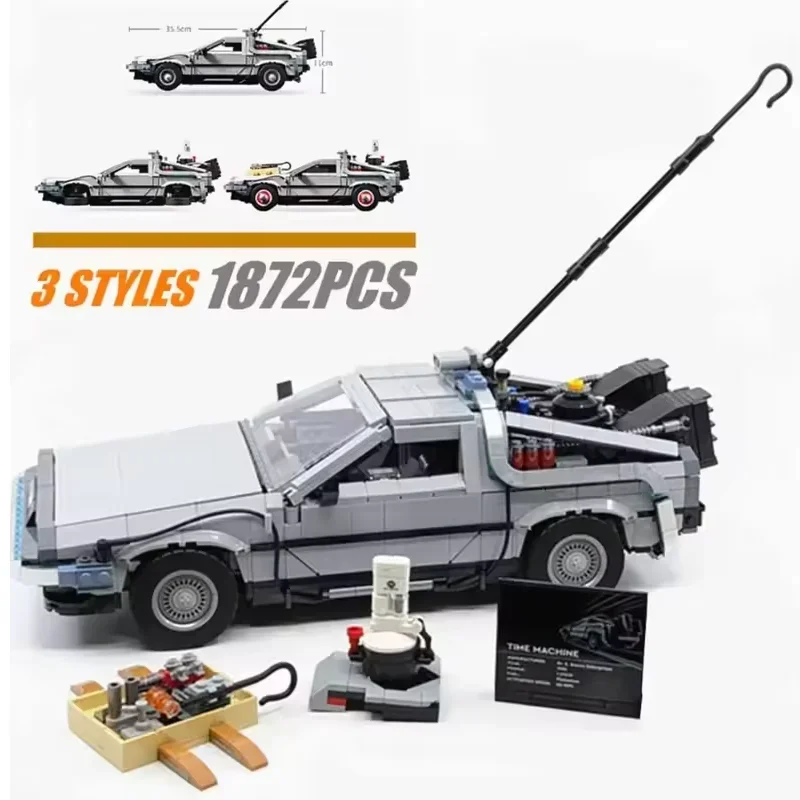 Em estoque 10300 de volta para o futuro, modelo de máquina do tempo, kit de blocos de construção de carro, tijolos de veículo, crianças para meninos, presentes de natal