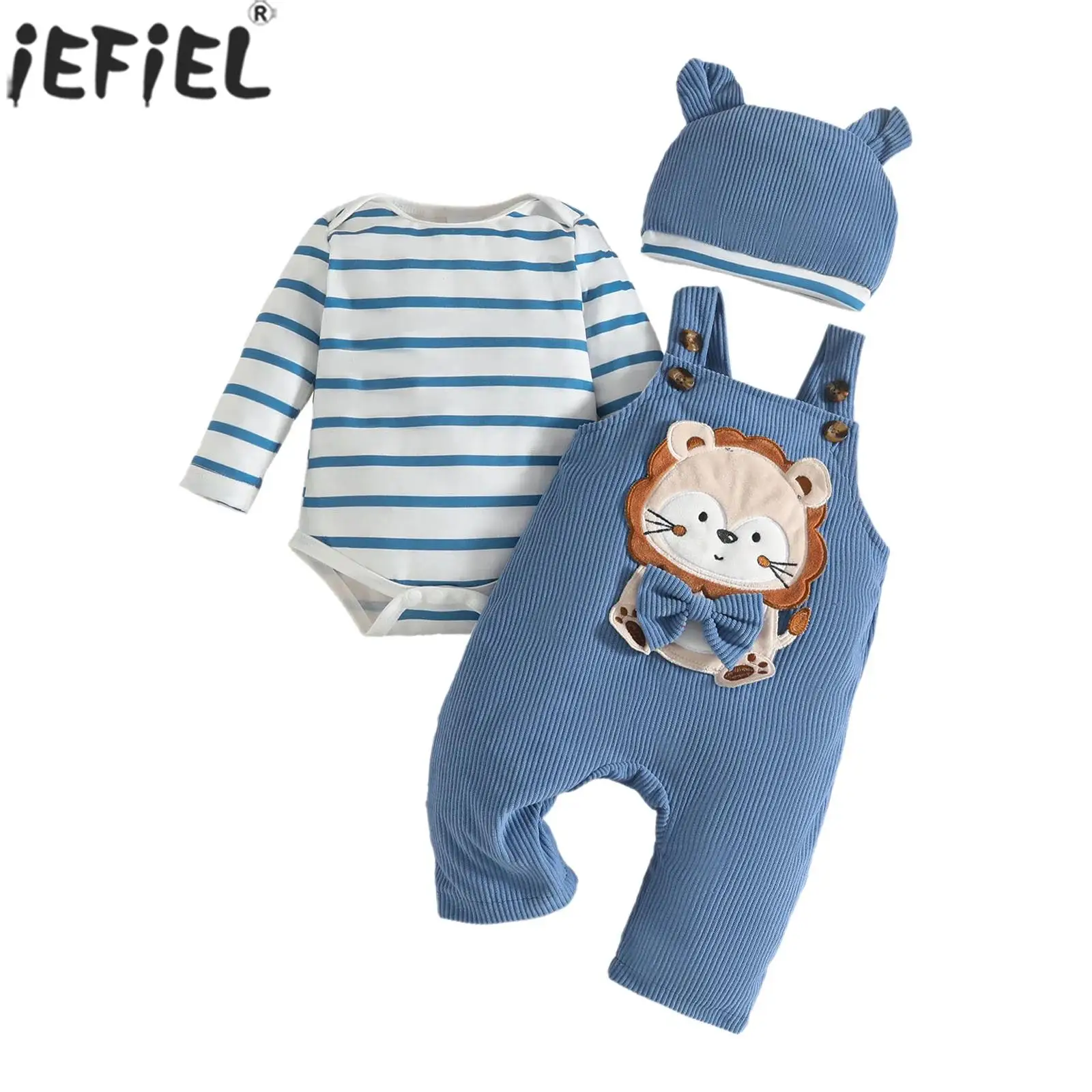 

Полосатый комбинезон с длинными рукавами для маленьких мальчиков и вельветовые комбинезоны с милыми животными, шляпа, весенне-осенний наряд для дня рождения, домашняя одежда