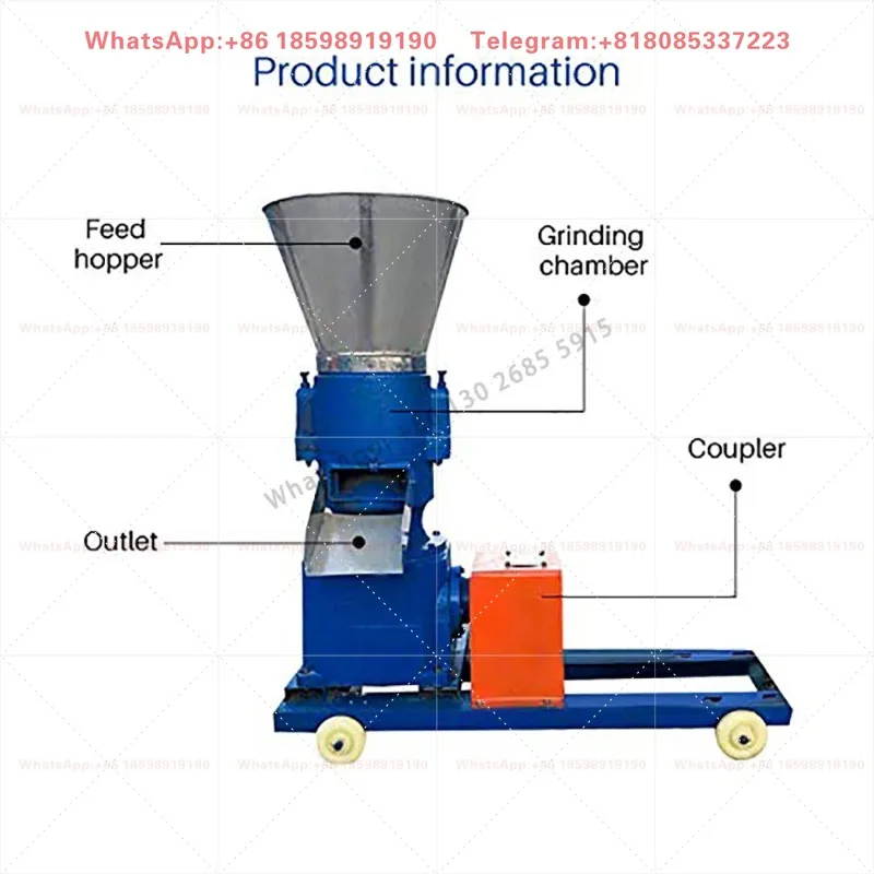 100kg/h-120kg/h Pellet Mill Multi-function Feed Food Pellet Making Machine 220V 380V Household Animal Feed Granulator