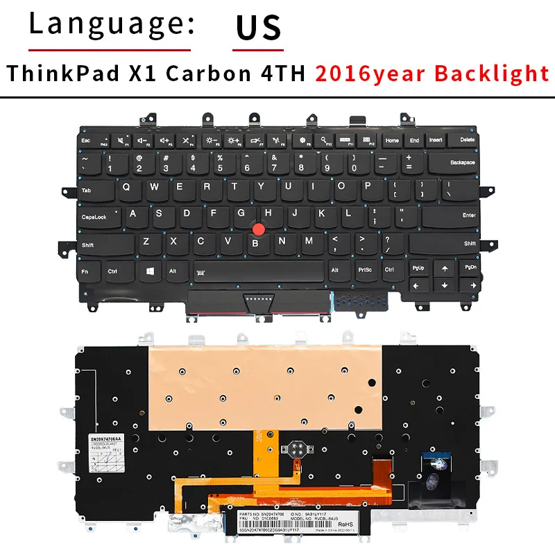 New US English Backlight Laptop Keyboard For Lenovo Thinkpad X1 Carbon X1C 3RD 456789TH 2015 2016 2017 2018 2019 2020 2021year